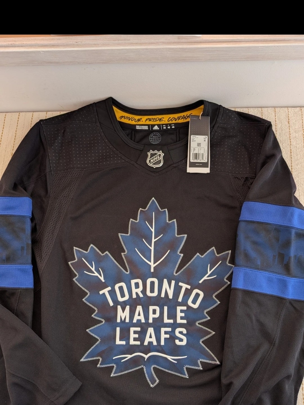 adidas Toronto Maple Leafs Black and Blue Hockey Jersey